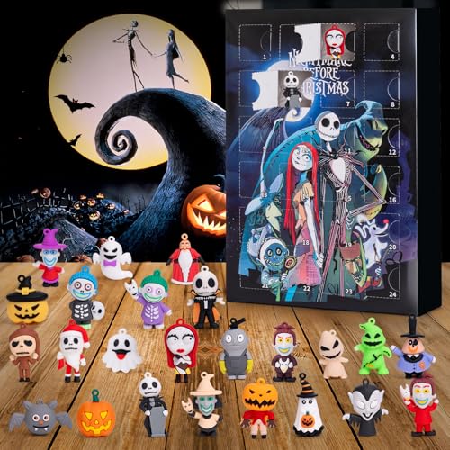 Nightmare Be Christmas Advent Calendar Halloween Advent Calendar 2026 with 24 Collectible Ornament for Kids Adult Boys Girl Halloween Countdown Calendar Halloween Gifts