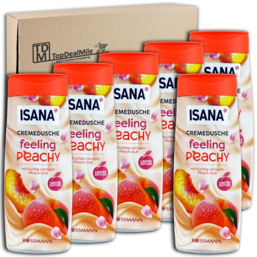 Gel de ducha ISANA crema Feeling Peachy pack familiar de 6 unidades de 300 ml para la higiene diaria