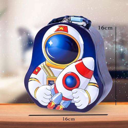 Image of Money Saving Bank with Coin Slot / /Creative Cartoon Design Money Bank / /Plastic Piggy Bank for Boys & Girls (Pack of 1) (Space - Blue)