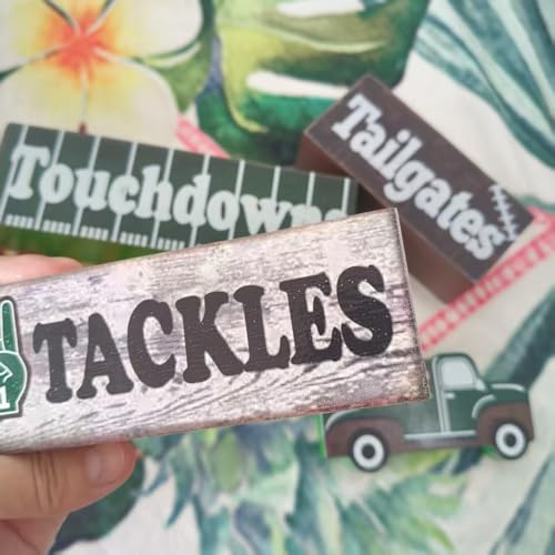 4pcs Football Themed Table Decoration Rugby Tiered Tray Decor Centerpiece Decorative Wood Signs Blocks Gift for Football Fans Holiday Tabletop Coffee Fireplace Shelf Desk Party Decor - Image 7