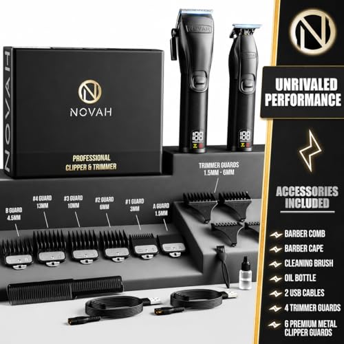 Novah® Professional Hair Clippers for Men, Professional Barber Clippers and Trimmer Set, Mens Cordless Hair Clipper for Barbers Haircut Kit Fade - Image 5