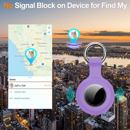 Image of 1|2|4Pack for Apple AirTag Holder,for Air Tag 2nd &1st Genaretion,Waterproof GPS Tracker Air Tag Keychain with Cover Anti-Scratch Silicone for Air-Tag Case for Pets,Kids,Bags,Luggages-Pink+Purple