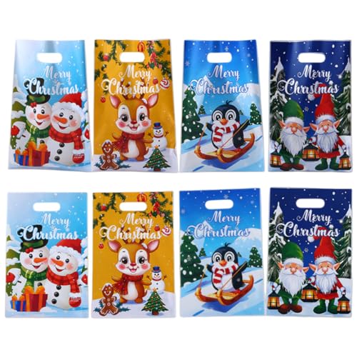 EEUOPQ クリスマス ラッピング 袋 お菓子袋 手提げ袋 50枚 4種柄 キャンディー チョコレート 配る用 小分け袋 景品 ギフトバッグ (C)