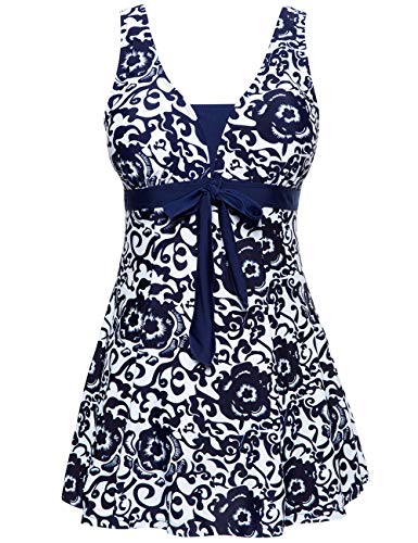 Wantdo Women's Cover Up Swimsuit One-Piece Bathing Suit Tankini Beachwear Navy US 16-18