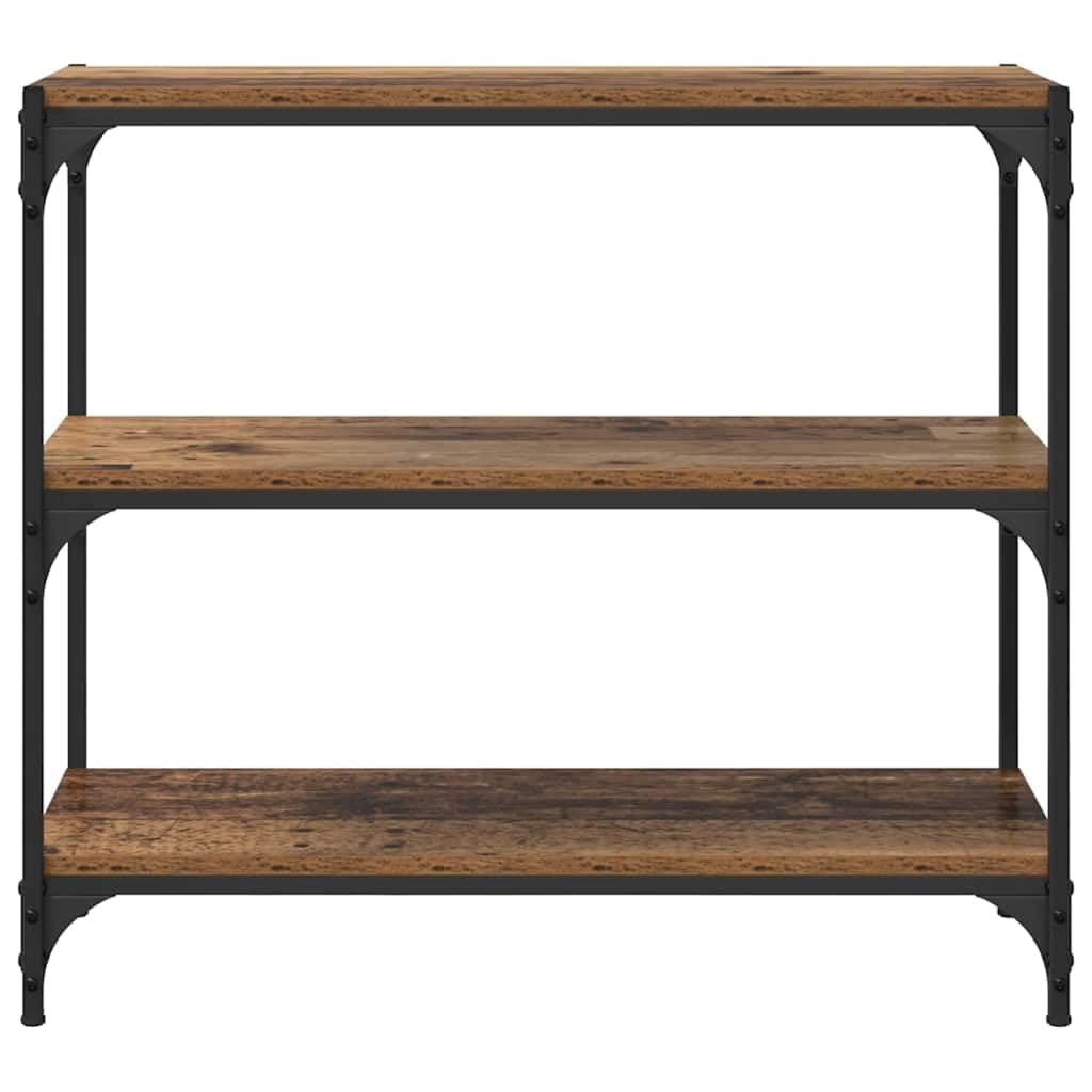Regał na książki, o wyglądzie starego drewna, 80 x 33 x 70,5 cm, materiał drewniany, 3 półki, wzornictwo przemysłowe, regał stojący do salonu, biura, sypialni