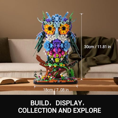 Sillbird Flower Owl Building Sets for Adults Halloween Creative Gift Ideas for Women Men Mom Her, Home Decor Display or Table Centerpieces - Buildable Floral Animals Botanical Model Collection4