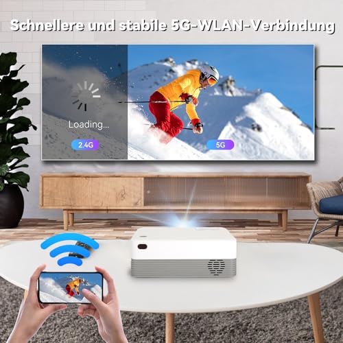 Lottsall Mini-beamer voor mobiele telefoon, beamer Full HD 1080P ondersteund, 5G WiFi Bluetooth mini-projector voor iPhone/PC/PS5, thuisbioscoop, videobeamer, compatibel met iOS/Android/HDMI/USB/TV - Image 5