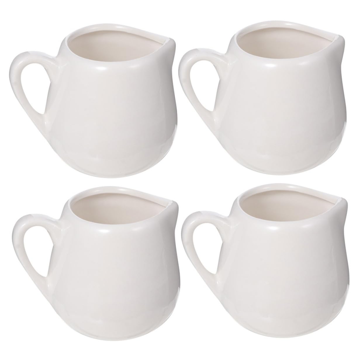 GRIRIW Mini Sauce Jars Ceramic Milk Jars with Lids 4 Pack Milk Cups Handle for Cafe Home Hotel Delicate Design
