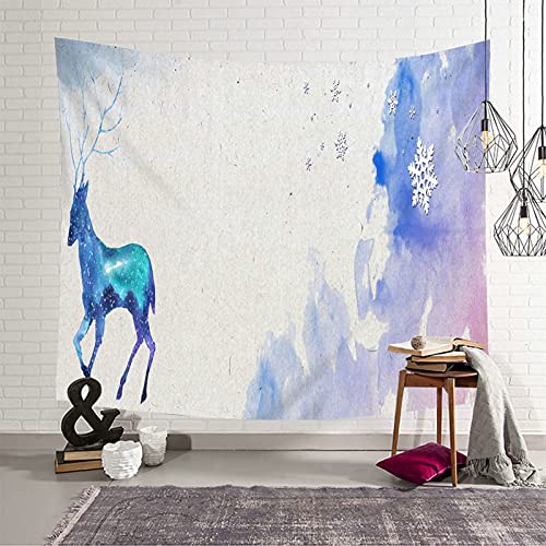 Tapiz de pared KnSam de 150x150 cm en poliéster azul y lila con diseño de alce
