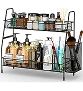 EKNITEY Badezimmer-Arbeitsplatten-Organizer-Regal – 2 Etagen, Gewürzregal, Metall, Make-up-Regal,...