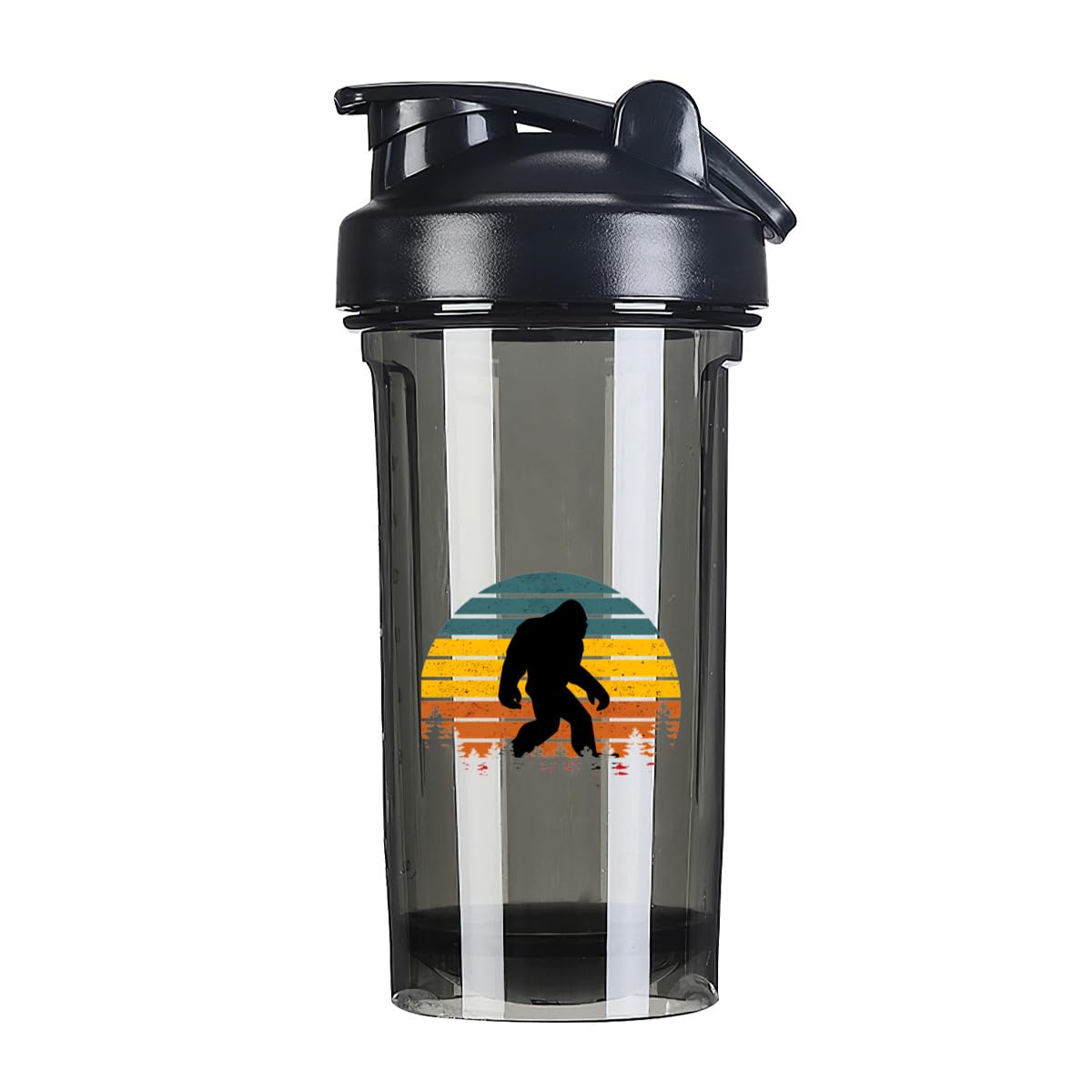 Retro Bigfoot Silhouette (1) 18 Ounce Shaker Bottle Drink Mixer Leak-proof Pre Workout Protein Shakes Meal Replacement Shakes Bottles 500ML/18 Oz Black