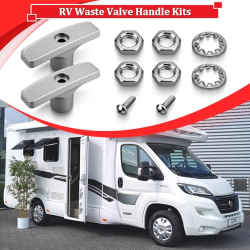 Image of 2 Pack Metal RV Sewer Valve Handles Replacement Kit for RV Water Tank Waste Valve Extension Rod Handle, RV Grey and Black Tank Sewer Valve Parts