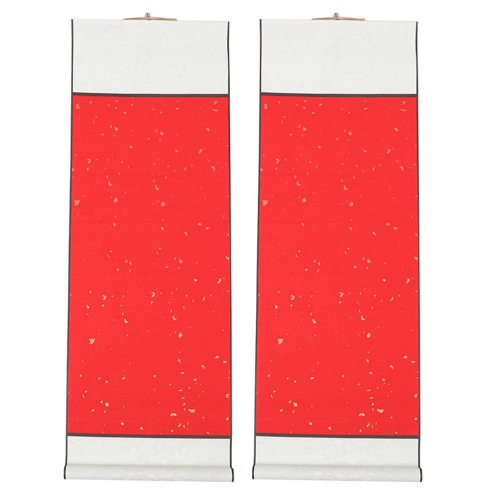 Ciieeo 2Pcs Chinese Calligraphy Blank Hanging Scrolls Drawing Scrolls Painting Sumi Scroll Chinese Xuan Paper Art Wall Scrolls for Sumie Calligraphy S Red-image-21