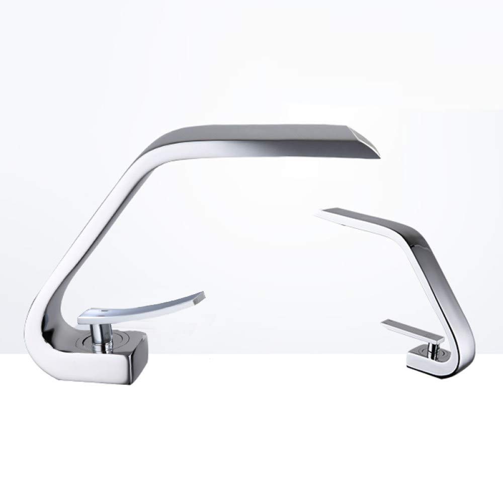 Grifo de lavabo de latón hecho con cepillo de cromo, grifo mezclador de lavabo de níquel, grifo de tocador, grifo de baño de agua fría y caliente, redondo negro