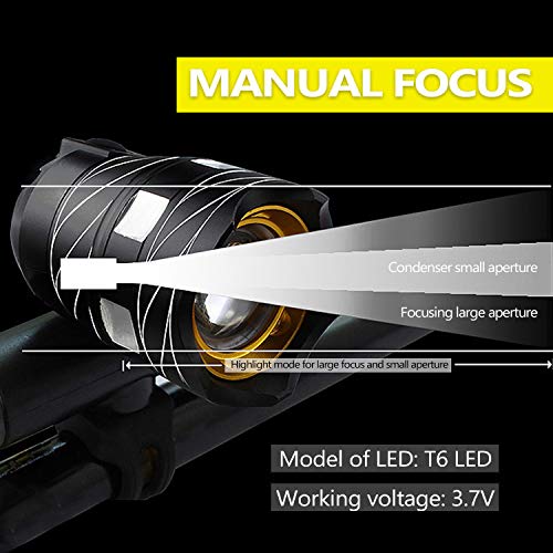 Andoer LED USB recarregável ao ar livre zoomable T6 luz de bicicleta lâmpada frontal lanterna tocha