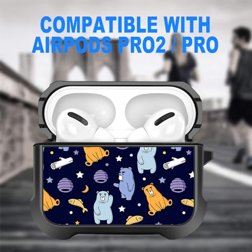 Image of MINGDAO Compatible with AirPods Pro 3 (2025) Case, Stylish PU Leather Design and TPU Shockproof Protective Cover Case with Keychain, Bears MD7449