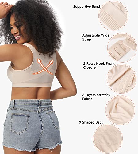 Haci Women'S Front Closure Posture Bra Full Coverage Back Support Wireless Comfy Unpadded thumb #1
