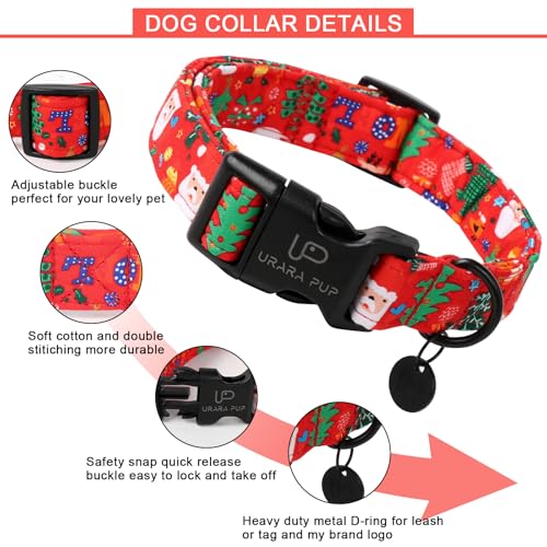 Image of Christmas Santa Claus Dog Collar, Cute Santa Claus Christmas Collar for Puppy Girl Boy Dog, Adjustable Red Dogs Collars with Quick Release, Cute Pet Collars