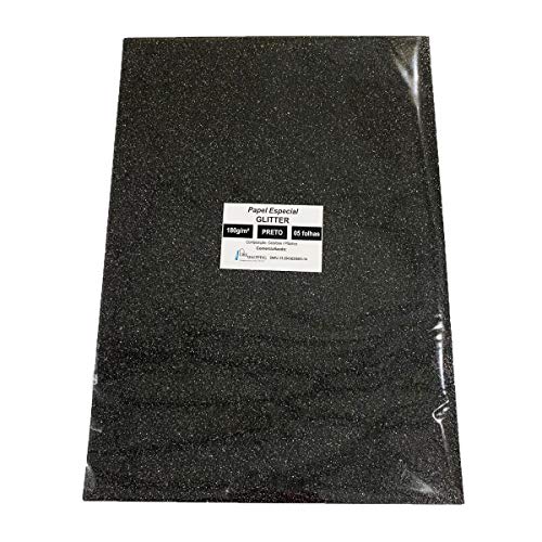 Papel Glitter Preto A4 180g 05fls