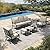 HERA'S HOUSE 5 Pieces Patio Furniture Set, 2 x Cushioned Rocking Chair, 2 x Ottoman, 1 x 3-Seat Sofa, All Cushioned 7 Seats Outdoor Conversation Set for Lawn Garden Backyard