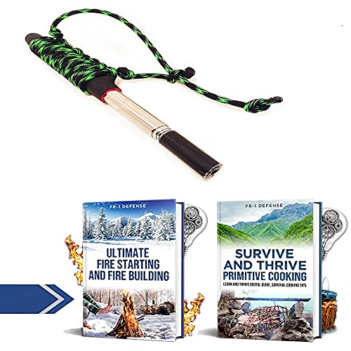 FR-1 Defense Pocket Size Fire Bellow, Collapsible Fire Starter Tool, Fire Starting Bellow Blow Tube with Colored Paracord Options.Great for Backpacking Gear and Camping Gear. (Cyber Green)