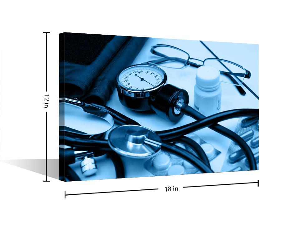Image of TUMOVO 1 Panel Home Decor Medical Examination Wall Decor for Living Room Stethoscope Artwork Wall Decor for Bedroom Posters and Prints Framed Ready to Hang (12 inch Wx18 H)