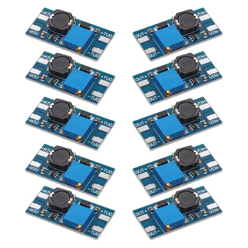 10 Packs DC-DC Boost Converter, 2A Adjustable Module Voltage Regulation Board, with an Input Voltage ranging from 2V to 24V and an Output Voltage ranging from 5V to 28V (Without USB Connector).