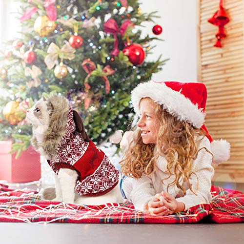 Emust Christmas Dog Sweaters For Small Medium Dogs, Thick Knitted Fleece Xmas Reindeer Holiday Festive Winter Warm Dog Hoodie Cute Puppy Dog Clothes Coat Costume, Classic Red Xl #TOP4
