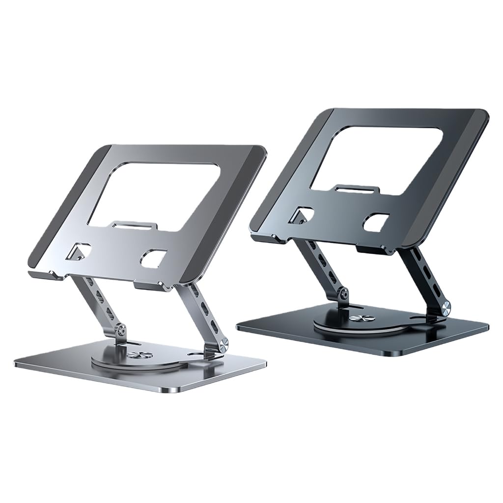 Soporte de refrigeración ajustable de dos ejes para laptop, marco de aleación de aluminio, giro de 360 grados