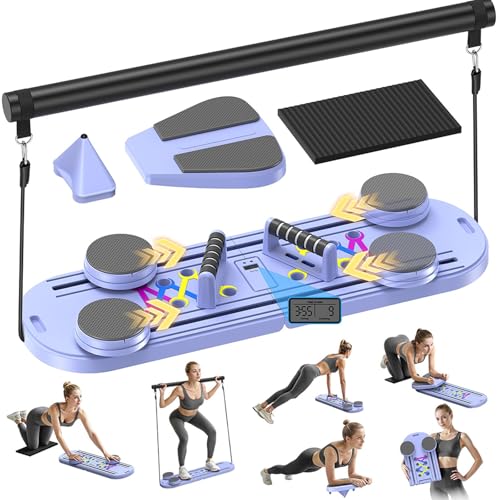 MOVOCA Pilates Board, Foldable Pilates Reformer Equipment with Timer, Multi-Purpose