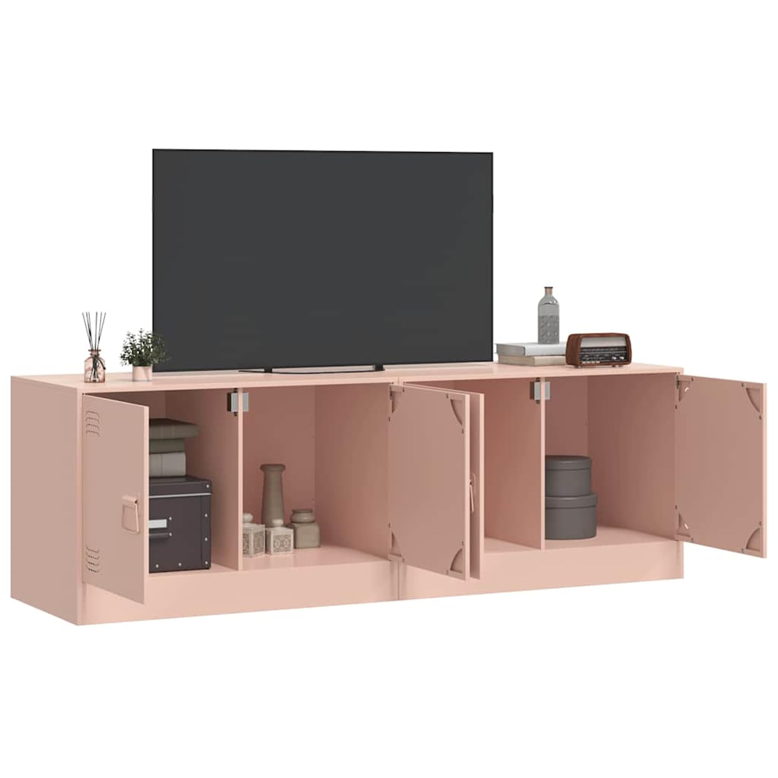 Gecheer TV-Schränke 2 STK. Rosa 67x39x44 cm Stahl, Moderne TV Lowboard Wohnwand Fernsehschrank für Home-Cinema Gamerzimmer Wohnungen Büro841634