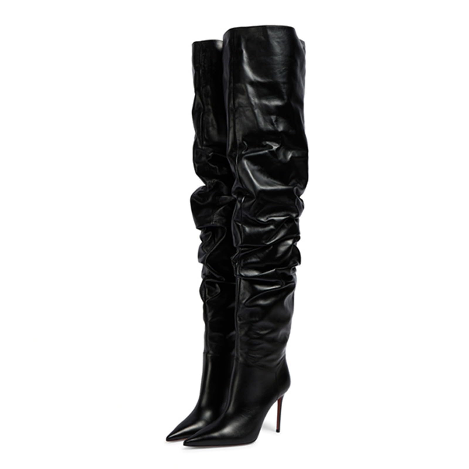 9CM/3.54IN Primavera E Autunno Stiletto Pieghe Stivali sopra-Il-Ginocchio Stivali Coscia Tacco Alto Stivali da Donna di Grandi Dimensioni Scarpe da Donna