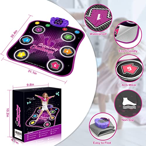 Dance Mat, Electronic Music Dance Pad with LED Lights & Wireless Bluetooth, 5 Game Modes, Birthday Gifts, Toys for Girl… - Image 5