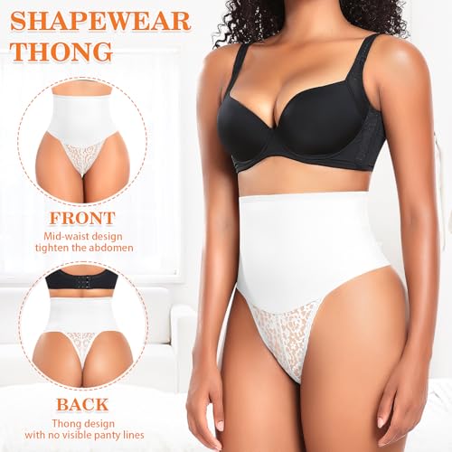 Image of Werena Tummy Control Thong Shapewear for Women High Waist Body Shaper Panties Girdle Lace Shaping Underwear