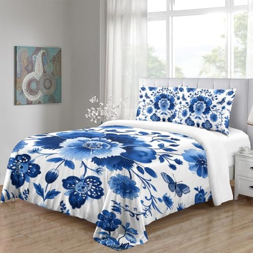 Parure de lit fleurs 3D microfibre anti-plis avec zip pour lit double ado facile à border - 5