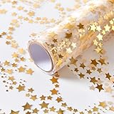 YATOJUZI Gold Table Runner,16 Ft Golden Star Sheer Chiffon Tulle Table Runner,Sequin Glitter Metallic Foil Gold Table Decorations Centerpiece for Wedding Birthday Christmas Party
