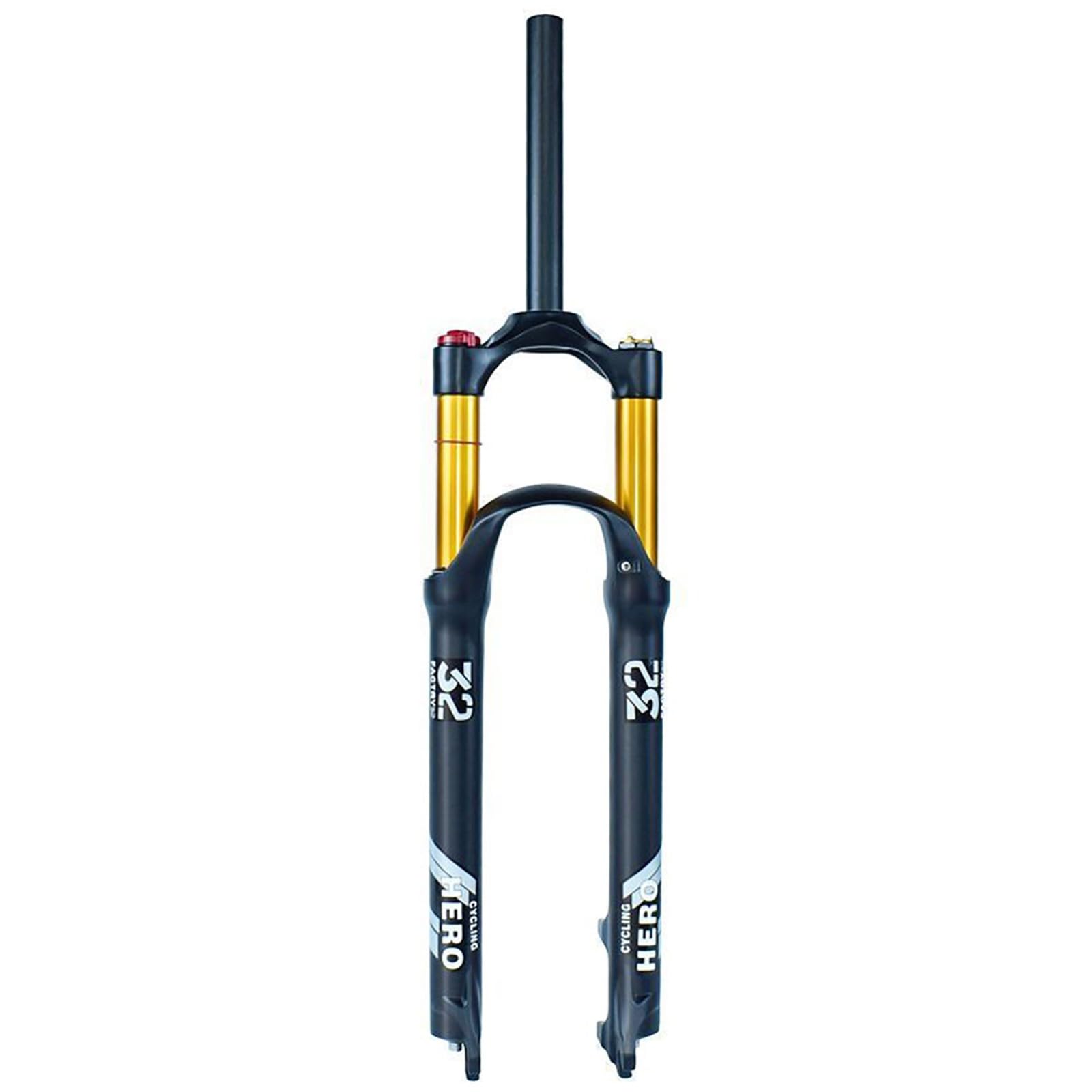Fourche Avant de vélo, Amortisseur à air 26/27,5/29 Pouces, Alliage de magnésium, débattement de 120 mm, réglage du Rebond, Noir Mat, Tube doré (Non Inclus), 29 Pouces