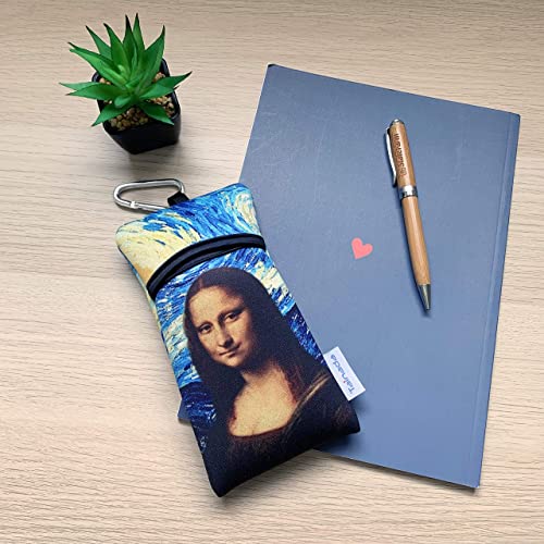 Image of Neoprene Neck Cell Phone Sleeve Bag Pouch w / Clip (Famous Paintings Combo)