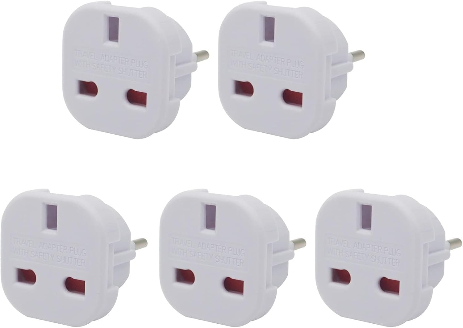 WEMAK Pack of 5 EU Travel Adapter, UK to European Plug Adapter, Europe Converter Type G to Type