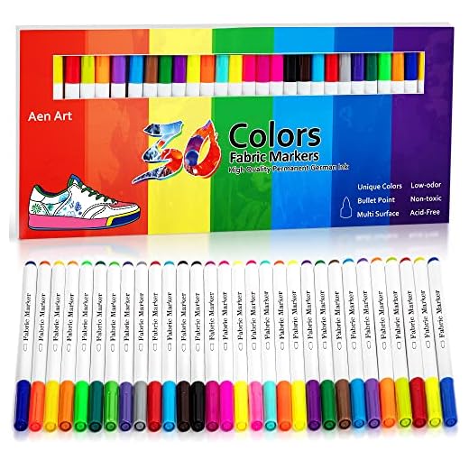 Fabric Markers Pen 30 Colors Permanent Paint Art Marker Set for Writing Painting on T-Shirts Clothes Sneakers Canvas Shoes, Child Safe & Non-Toxic