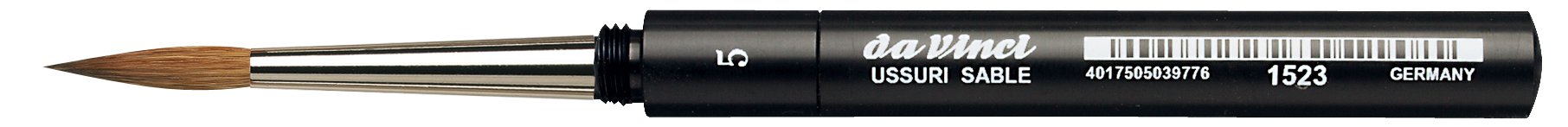 da Vinci Travel Series 1523 Watercolor Brush, Round Russian Red Sable with Protective Case Handle, Size 5