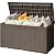 Flamaker Outdoor Storage Box 100 Gallon Waterproof Resin Deck Box Delivery with Air Rod Indoor Outdoor Lockable Storage Bench for Patio Cushions, Tools, Pool Accessories (Deep Brown)