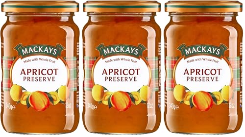 Image of Mackays Scottish Apricot Preserve Jam 340gm | Imported from Scotland | Made with Whole Fruits | Vegan | Gluten-Free | No Artificial Colors or Preservatives (Pack of 3)