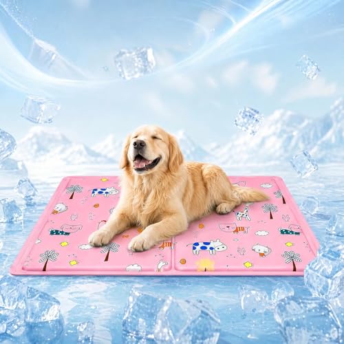 TFSZE Tappetino rinfrescante per cani,auto raffreddante,cuscino rinfrescante estivo per cani,Cuccia Refrigerante Lavabile,per Animali di Piccola Media(40 x 50 cm/Rosa)