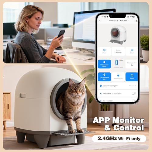 Greesum UltraSmart AutoClean Litter Box - 90L Large Capacity for Multi-Cat Households with Safeguard Tech, APP Control, Odor-Free Design & Mat/1 Roll Litter Bag - Image 3