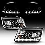 ACANII - For 1999-2005 Volkswagen Jetta Mk4 LED DRL Black Housing Projector Headlights Headlamps, Driver & Passenger