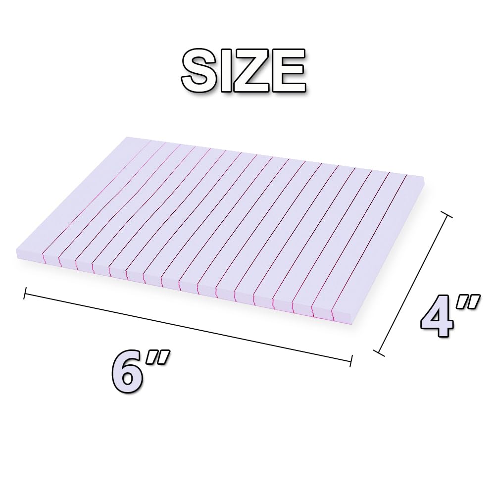 Haftnotizen, liniert, 10,2 x 15,2 cm, liniert, super haftend, Hellviolett, 12 Stück