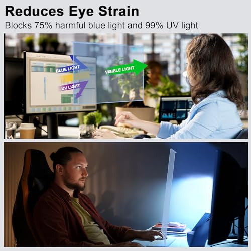 Image of 27-28 Inch Blue Light Filter for Computer Monitor, Computer Screen Blue Light Blocker Panel (24.8''x14.6'') for Widescreen Desktop LCD TV PC Monitor, HD Not Anti-Glare