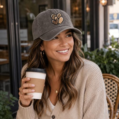Gorra de mujer con estampado de leopardo y corazón ajustable miniatura 3