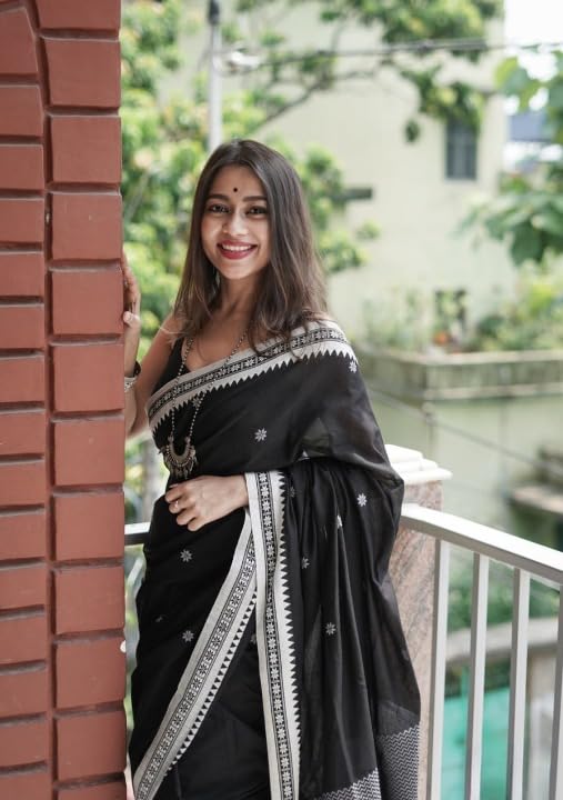 Image of Flosive Women's Woven Cotton Silk Saree With Unstitched Blouse Piece